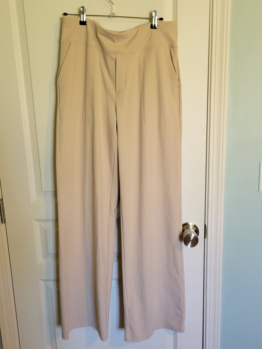 Wide-Leg High-Rise Women's Pants in Light Beige